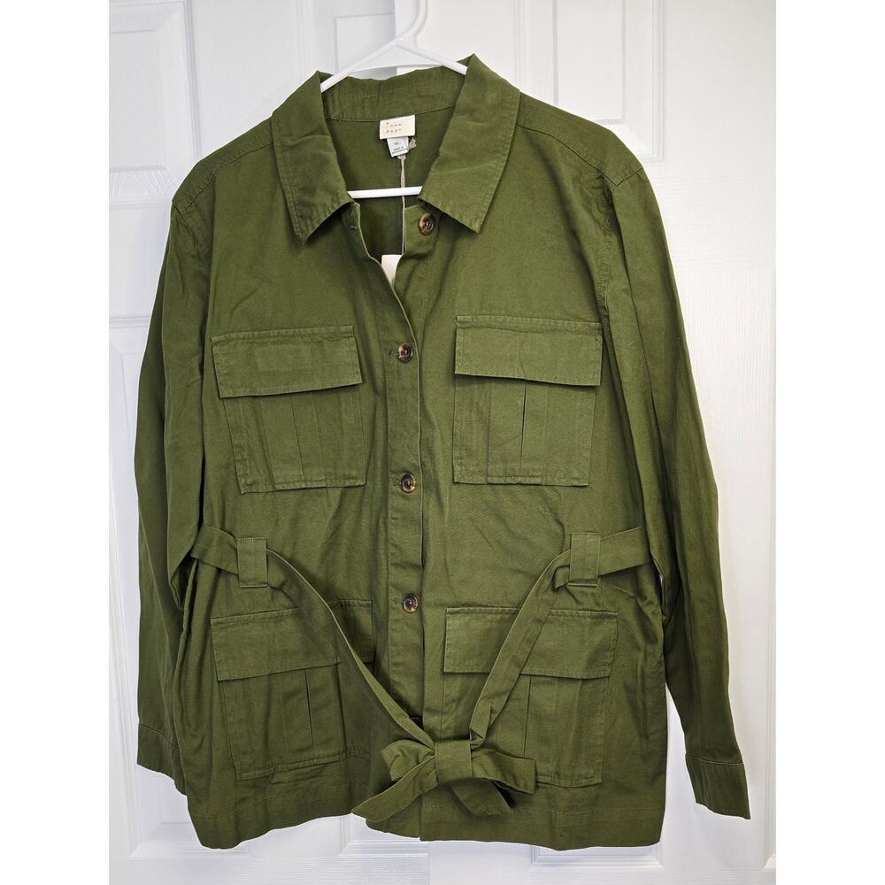 A New Day Women's Olive Green Utility Trucker Jacket- Size XL - Picture 1 of 5
